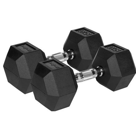 Set 2 Gantere 15kg Rebel Hex Cauciucate