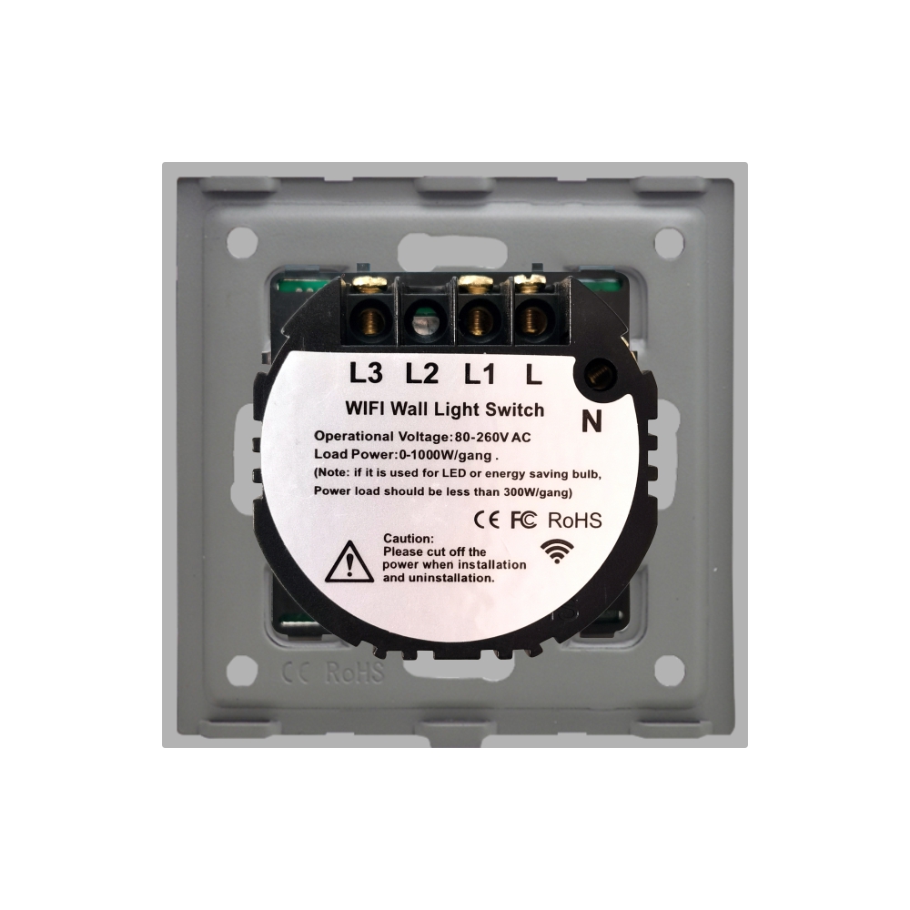 Intrerupator Dublu Wi-Fi + RF433 Touch Sticla LUXION - imagine 16