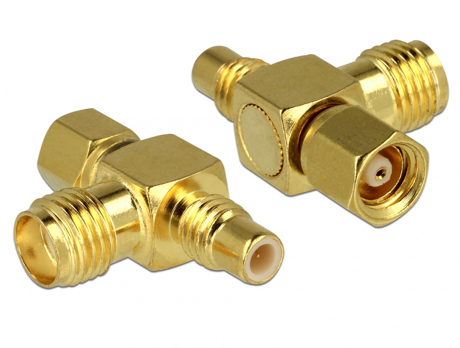 Adaptor T Delock SMC/SMA, Conector RF