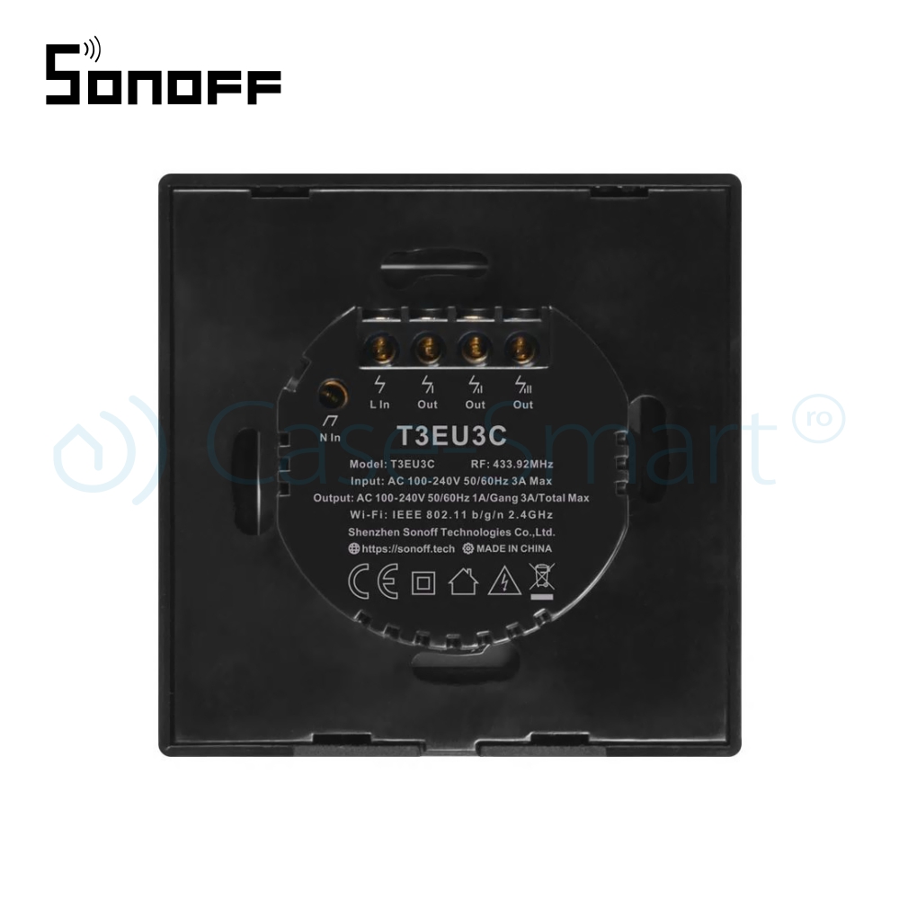Intrerupator Touch Triplu Sonoff T3EU3C Wi-Fi - imagine 5
