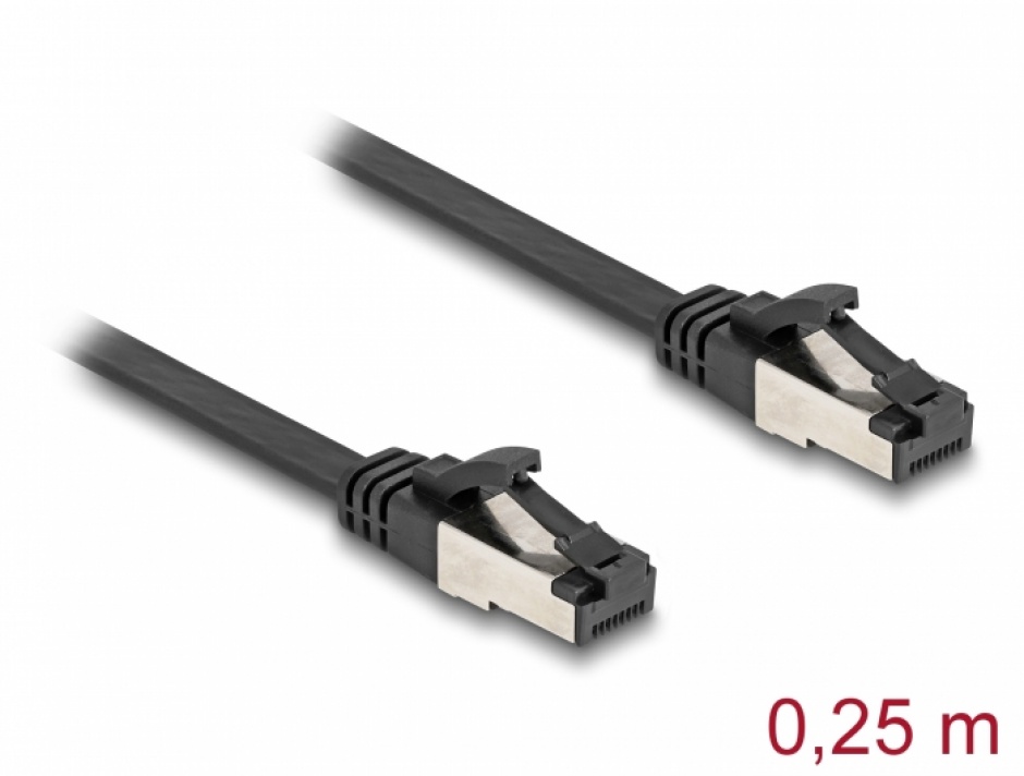 Cablu RJ45 Cat.8.1 Delock 0.25m Flat, 40 Gbps