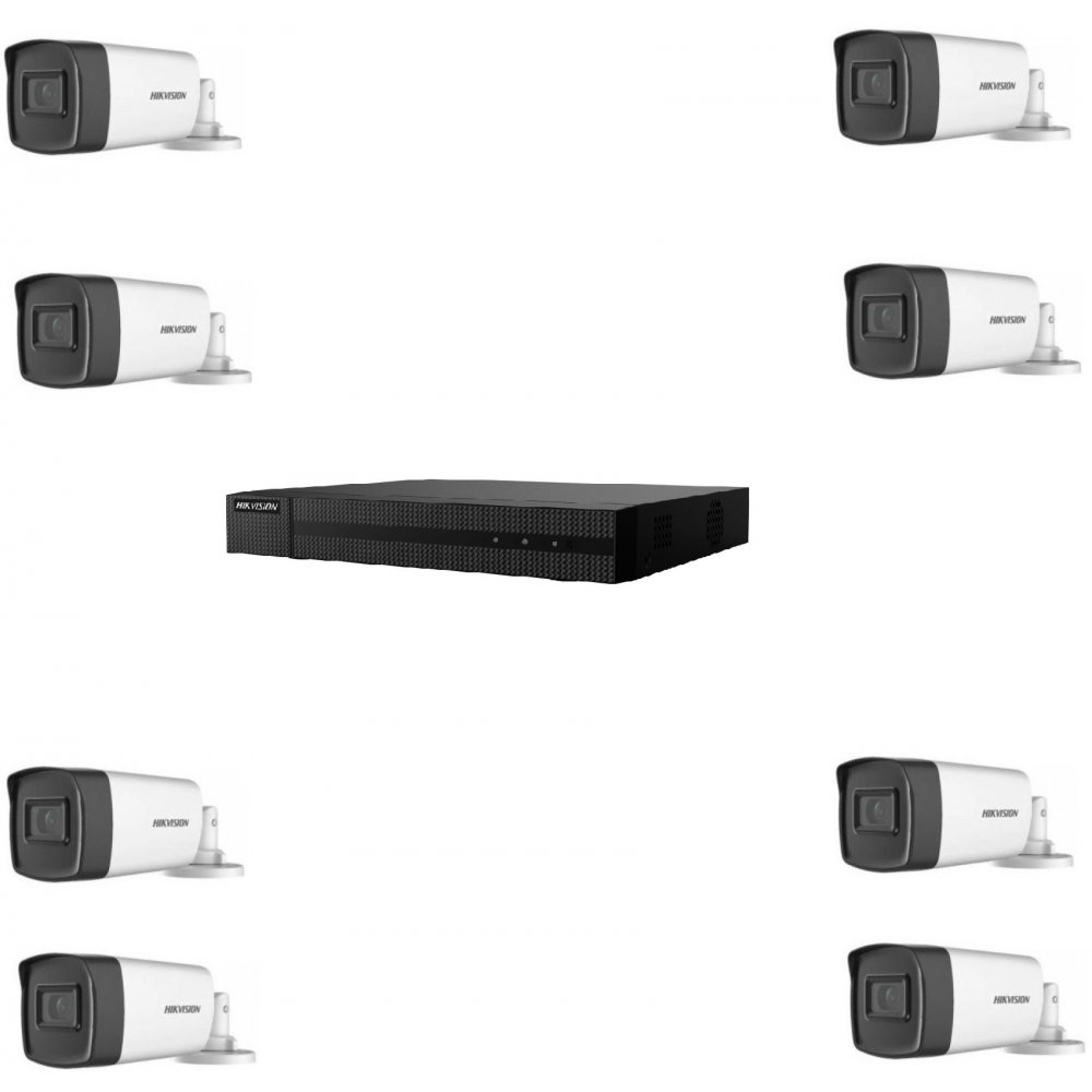 Kit 8 Camere Hikvision 5MP cu Audio & DVR