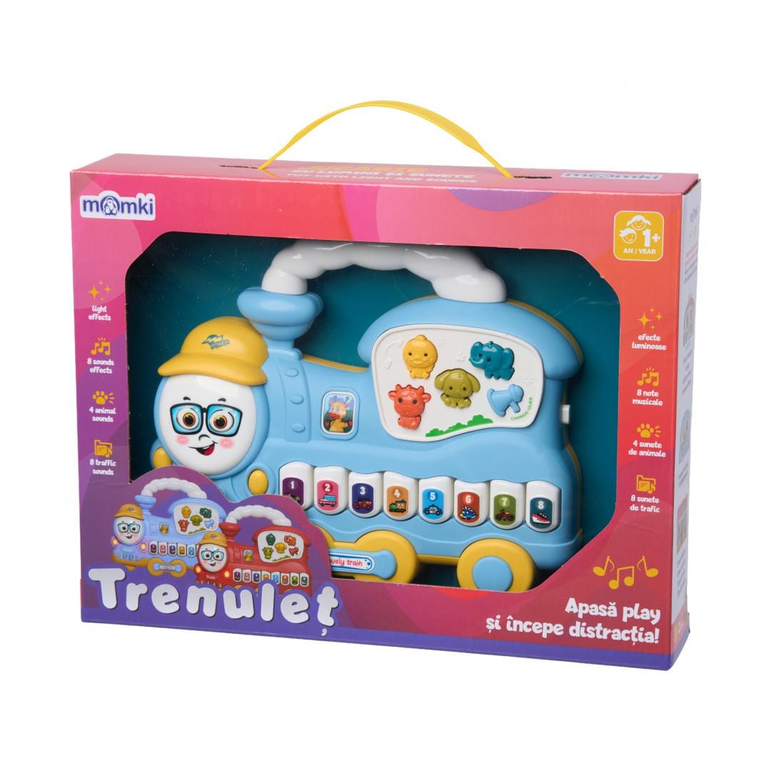 Trenulet Jucarie cu Lumini si Sunete Albastru Momki - imagine 4
