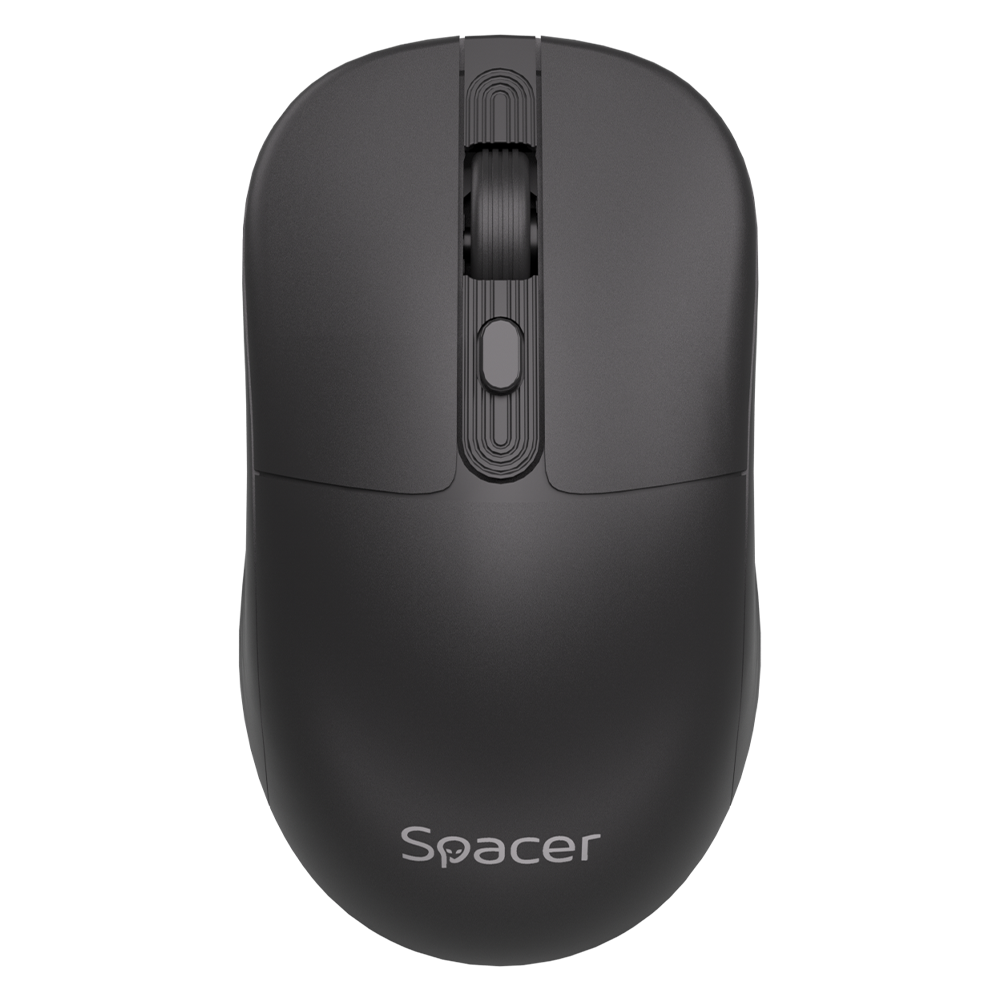 Mouse Wireless Spacer 1600DPI Silentios - Negru, Baterie Inclusa