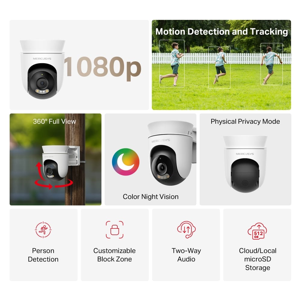 Cameră supraveghere MERCUSYS MC500 Wi-Fi 1080P Pan/Tilt 360° - imagine 2