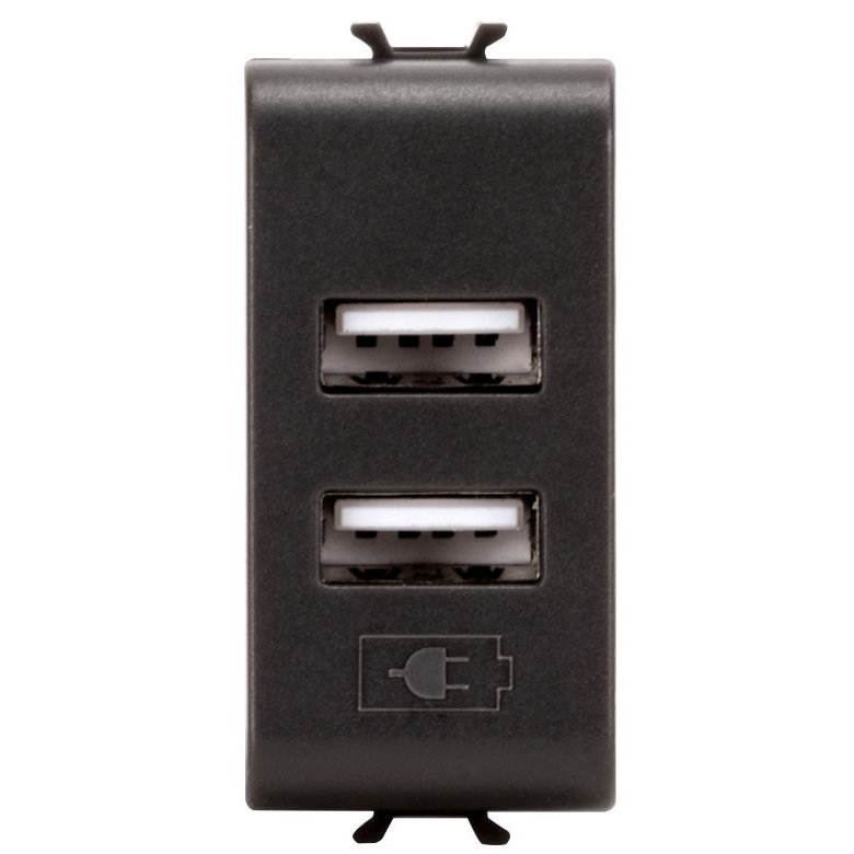 Sursă USB 2xPorturi Gewiss Chorus, Negru Satin