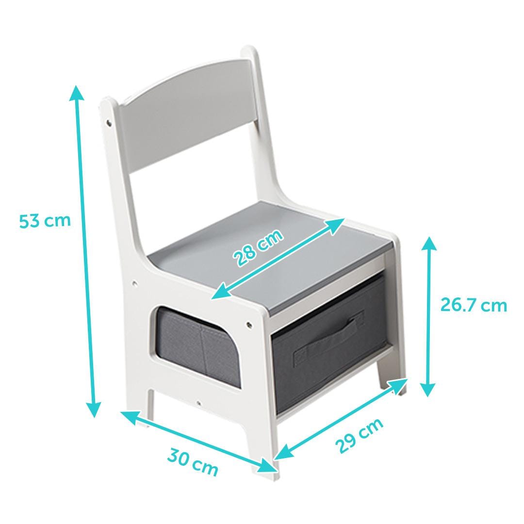 Set Masuta si 2 Scaune Copii Alb U-Grow - Tabla Creta - imagine 3