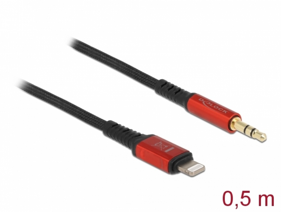 Cablu Lightning MFi la 3.5mm Delock 0.5m
