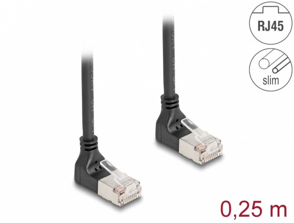 Cablu Delock Cat.6A Slim 0.25m Unghi 90°