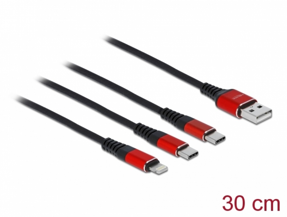 Cablu Incarcare 3-in-1 Delock 0.3m