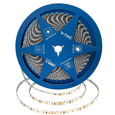 Banda LED V-TAC 8W/m 24V IP20 rola 10m 6500K CREE
