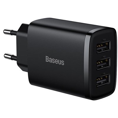 Încărcător Baseus 3xUSB 17W Fast Charging, Negru