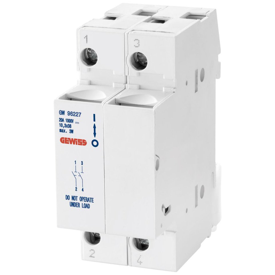 Portfuzibil Gewiss GW96227 2P 1000V DC 20A 10.3x38