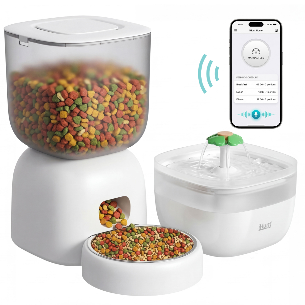 iHunt Smart Pet Care Pack Hrănitor 3L și Fântână Apă 2L - imagine 2