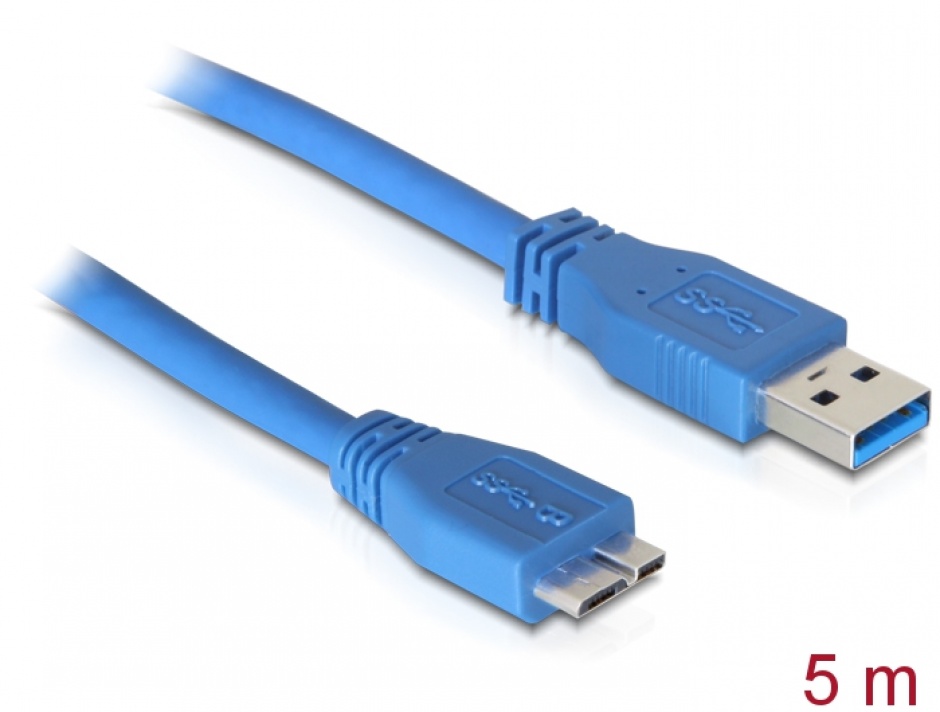 Cablu Micro USB 3.0 Delock 5m, Albastru