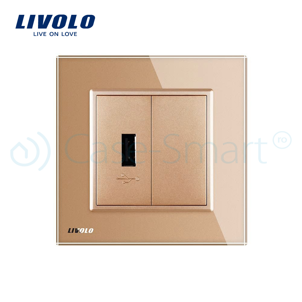 Priza USB Livolo cu Rama Sticlă - imagine 18