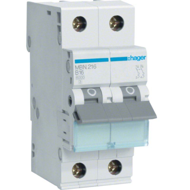 Siguranta Hager MBN216 2P 16A 6kA Curba B