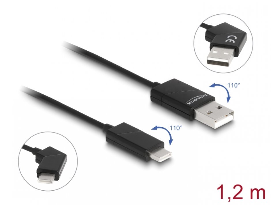 Cablu Delock USB-C 60W Fast Charging Unghiular