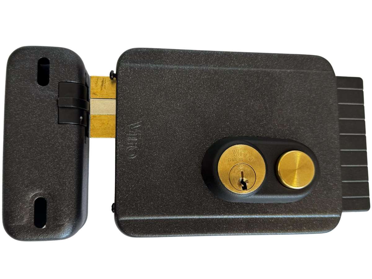 Yala aplicata stanga, de exterior, cu buton, 12V VIRO-V05S-Antracit