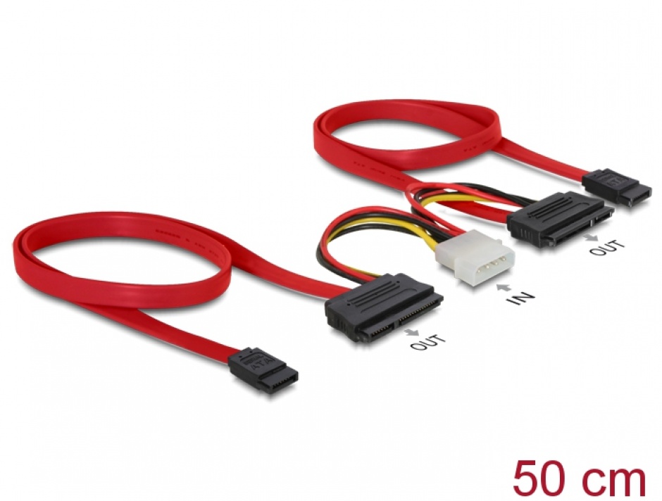 Cablu SATA 2x HDD, Delock 84239, Molex