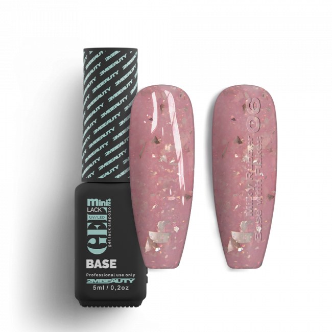 Oja Semi GELlack 2M Rubber Base Milky cu Flakes 06