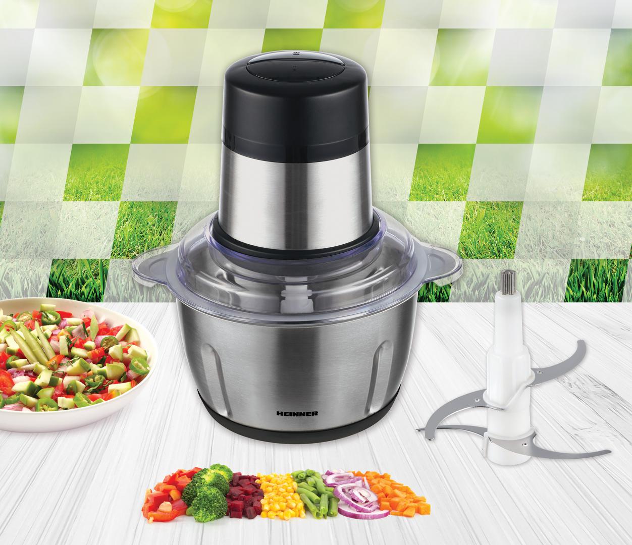 Tocător Legume Heinner HMC-D300SS, 300W, Bol Inox 2L - imagine 3