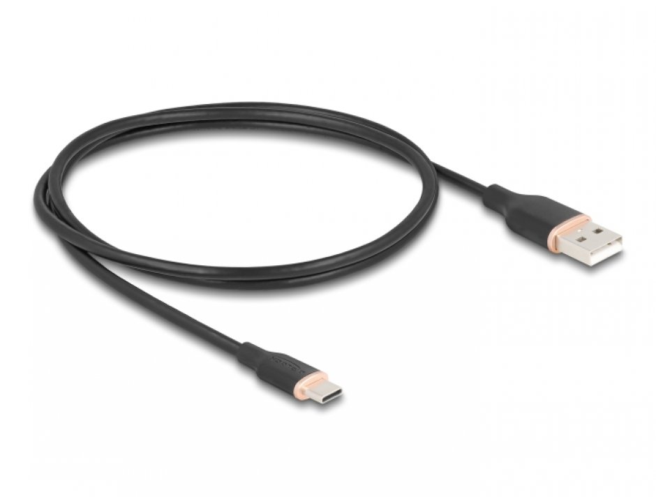Cablu USB-A la Type-C 1m Silicon Negru Delock