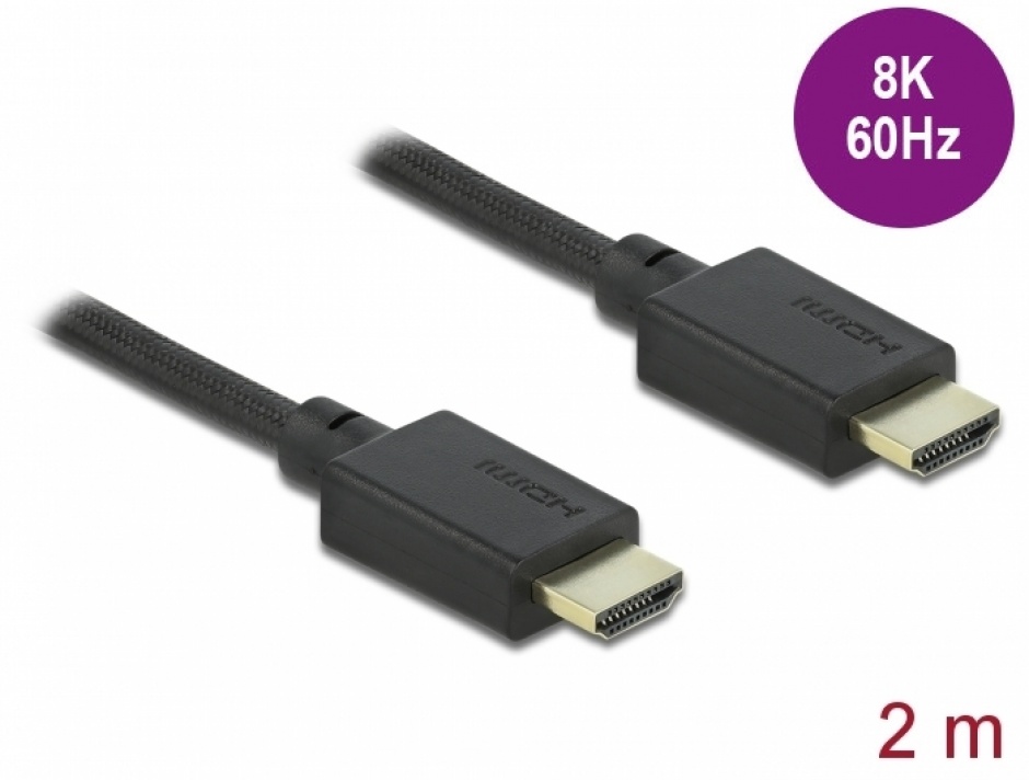 Cablu HDMI Delock 8K@60Hz 48Gbps eARC 2m