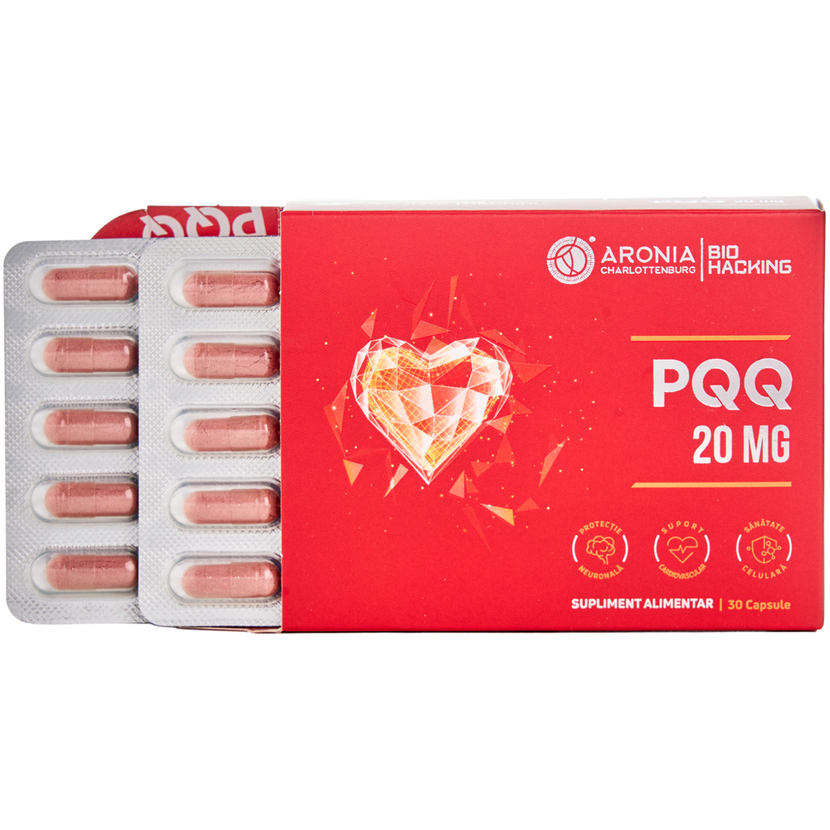 PQQ la 20 mg — 30 capsule care susțin sănătatea celulelor, performanța cognitivă și energia durabilă | Bio Hacking