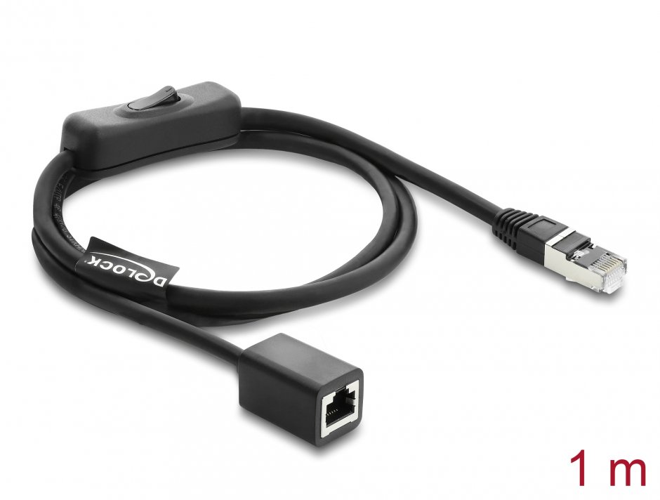 Cablu rețea Delock RJ45 Cat.6 1m cu switch integrat