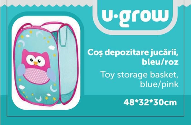 Coș Depozitare Jucării Pliabil U-Grow Blue/Roz - imagine 3
