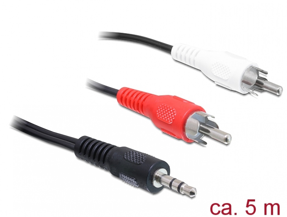 Cablu Audio Jack 3.5mm la 2x RCA 5m Delock