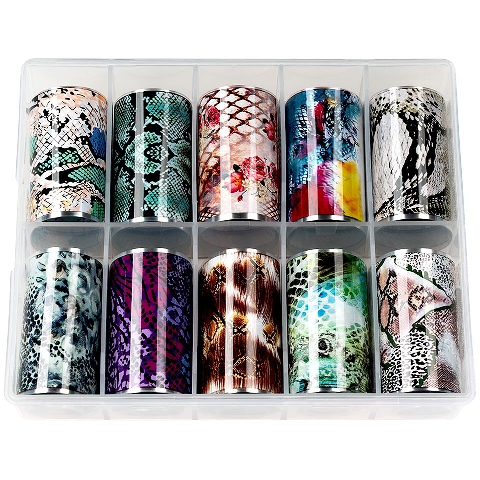 Set Folii Transfer Unghii LUXORISE Snake Colors, 10 buc
