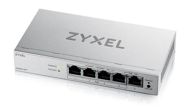 Switch Zyxel GS1200-5HP Gigabit PoE+ 68W, Fără Ventilator
