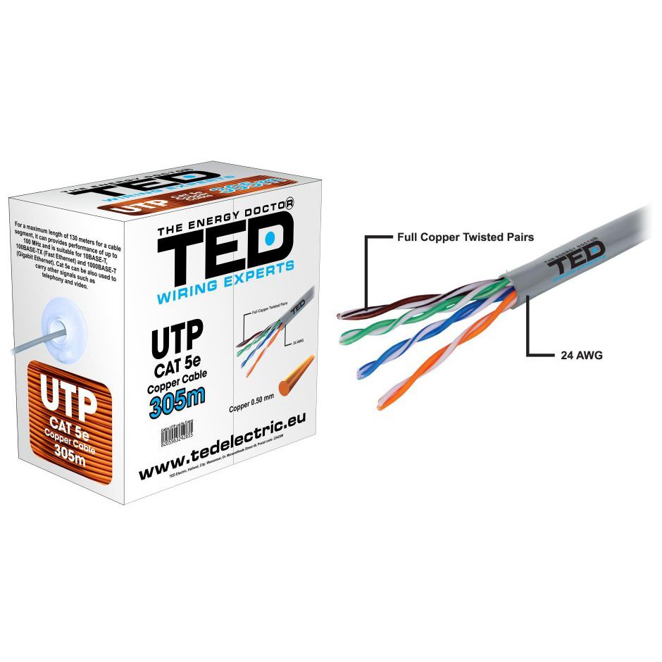 Cablu UTP CAT5E Cupru 305ml, TED