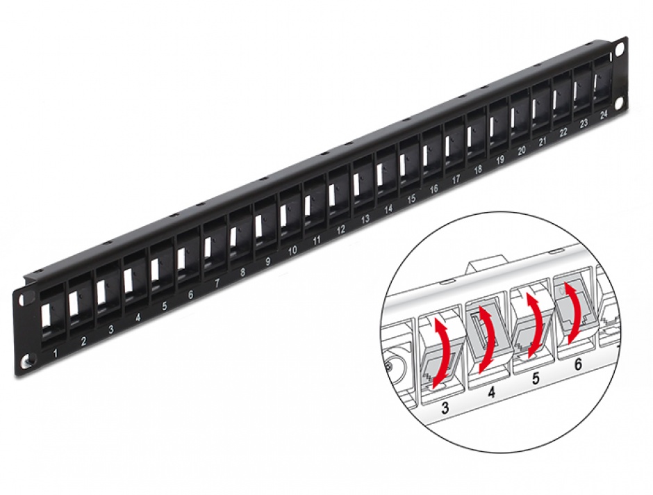 Patch Panel 19" 24 Porturi Rotitive Delock