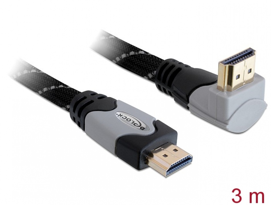 Cablu HDMI Delock 4K 3m, Unghi 90°