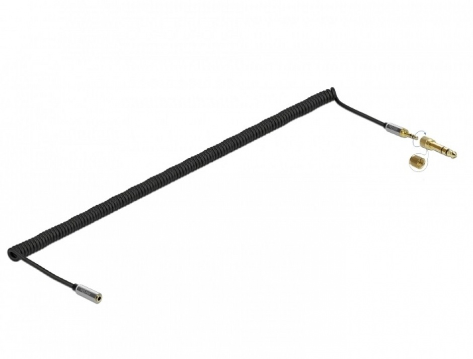 Cablu Audio Spiralat Delock 5m cu Adaptor 6.35mm
