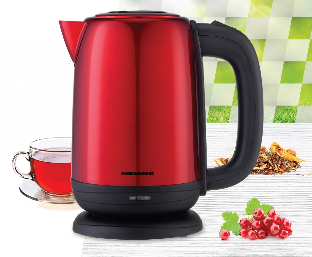 Fierbător Electric Heinner 1.7L 2200W Inox Roșu - imagine 2