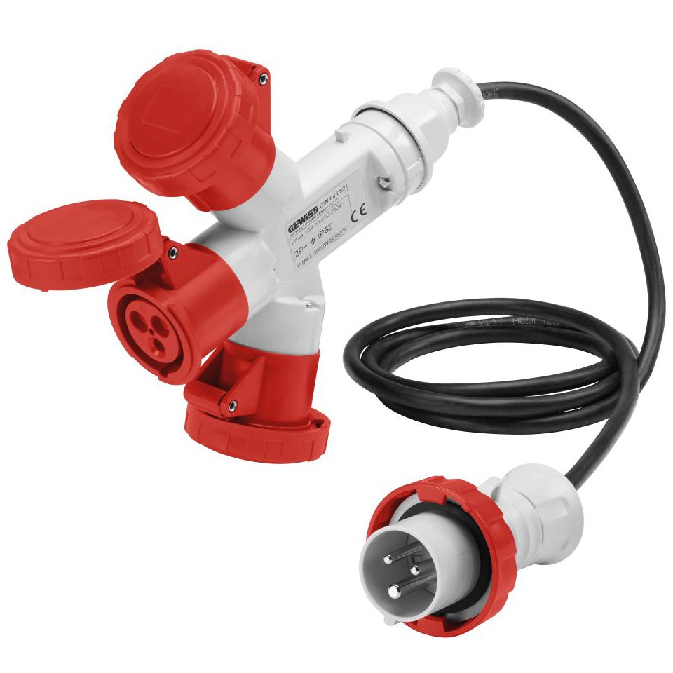 Adaptor 3 cai IP67 Gewiss 16A 400V + Cablu 2m