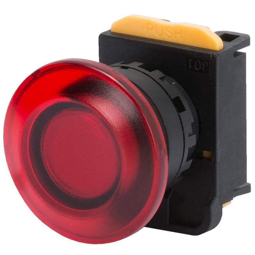 Buton ciuperca D.40mm iluminat cu retinere Gewiss