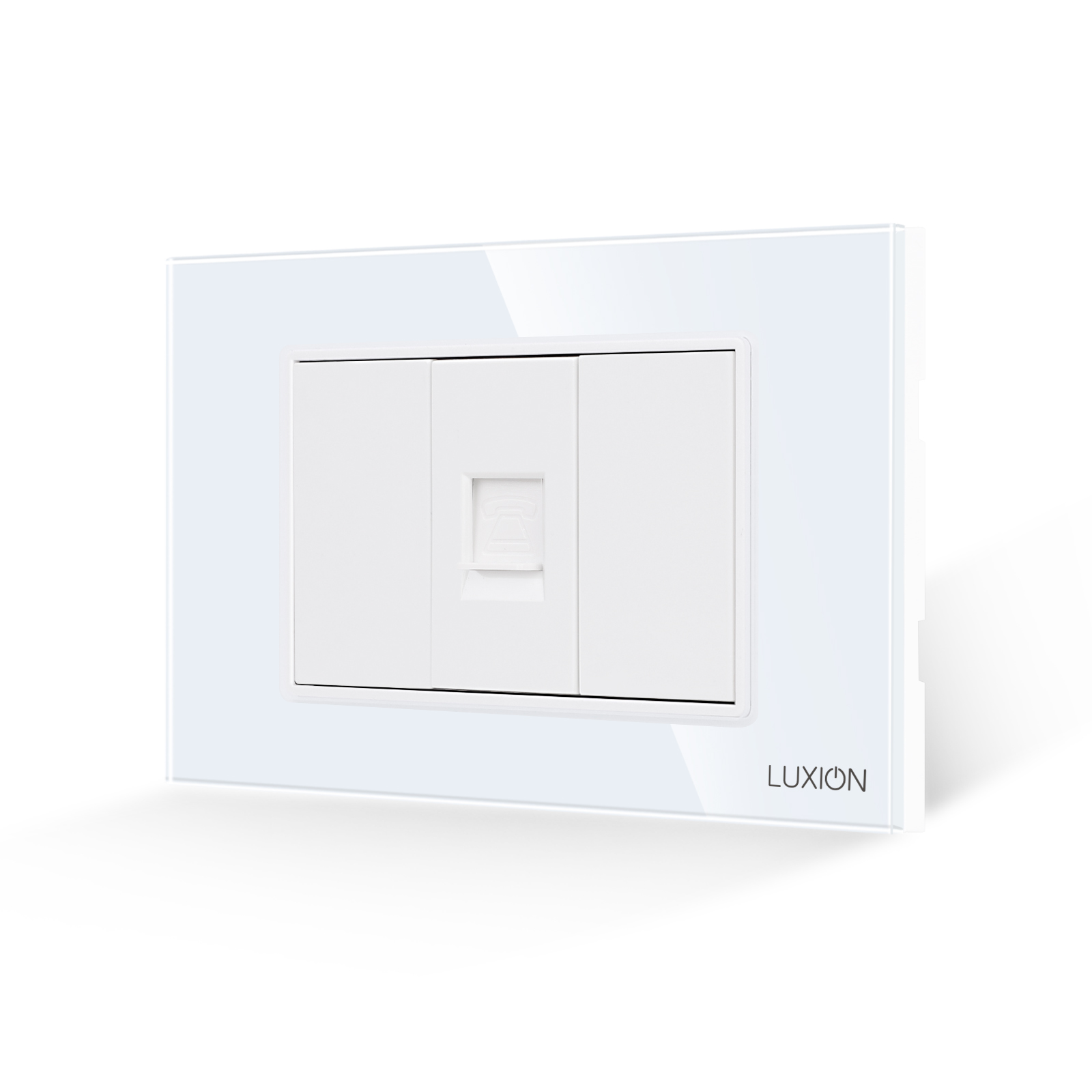 Priza Telefon 1M LUXION cu Ramă din Sticlă, IP44, 3M