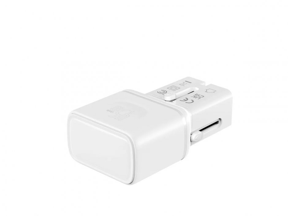 Incarcator priza EU/UK/US cu 2 x USB-C 45W Alb, Value 19.99.1114