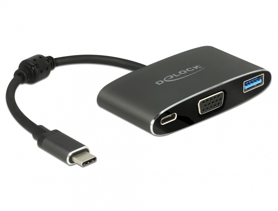 Adaptor Delock USB-C la VGA + USB 3.1 & PD