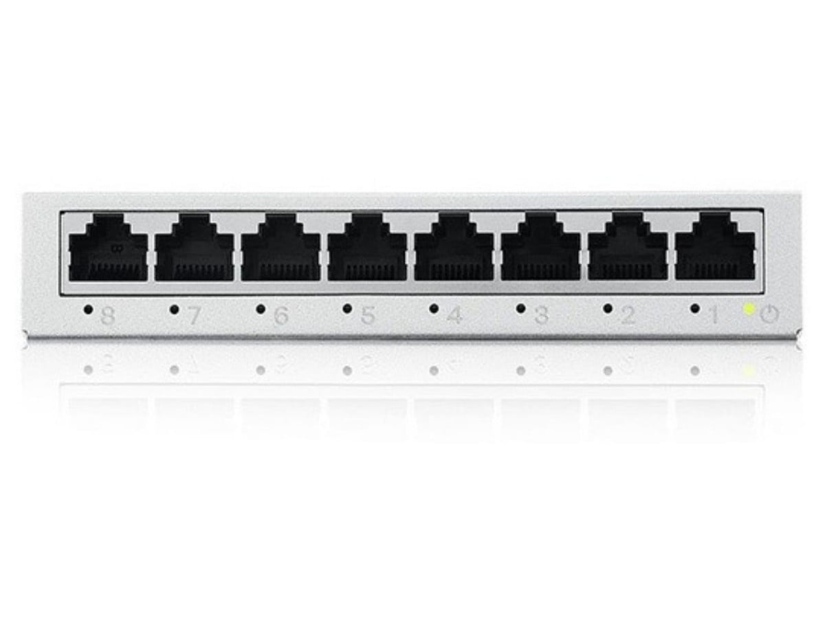 Switch Zyxel GS-108BV5-EU0101F, 8 porturi Gigabit Ethernet, capacitate switching 16 Gbps, fara ventilator, fara management