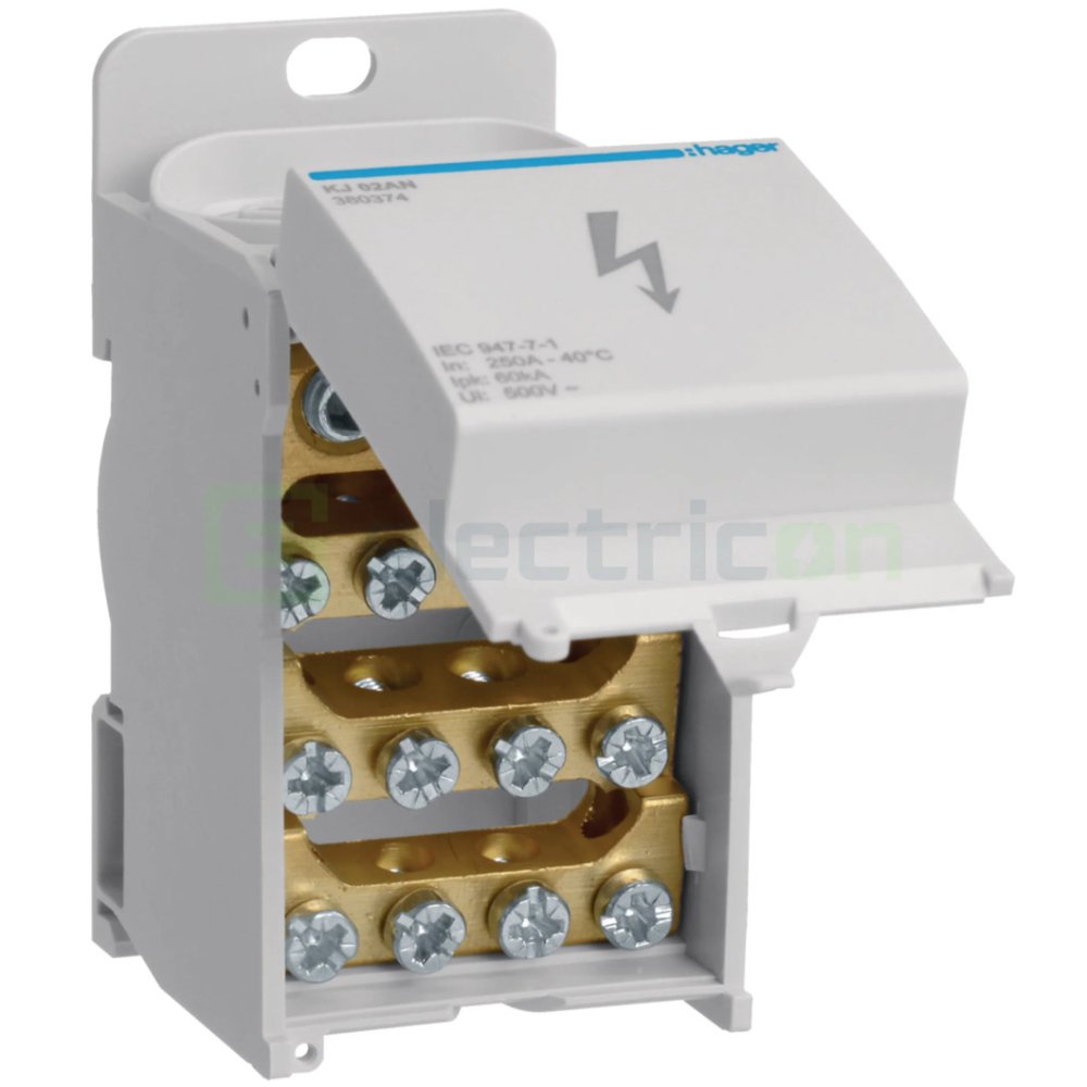 Distribuitor Hager KJ02AN 1P 250A, 14 conexiuni