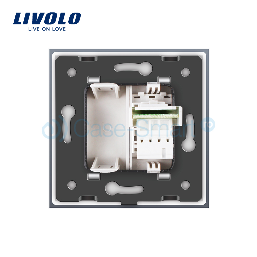 Priză Telefon Livolo cu Râmă Sticlă, Alb - imagine 3