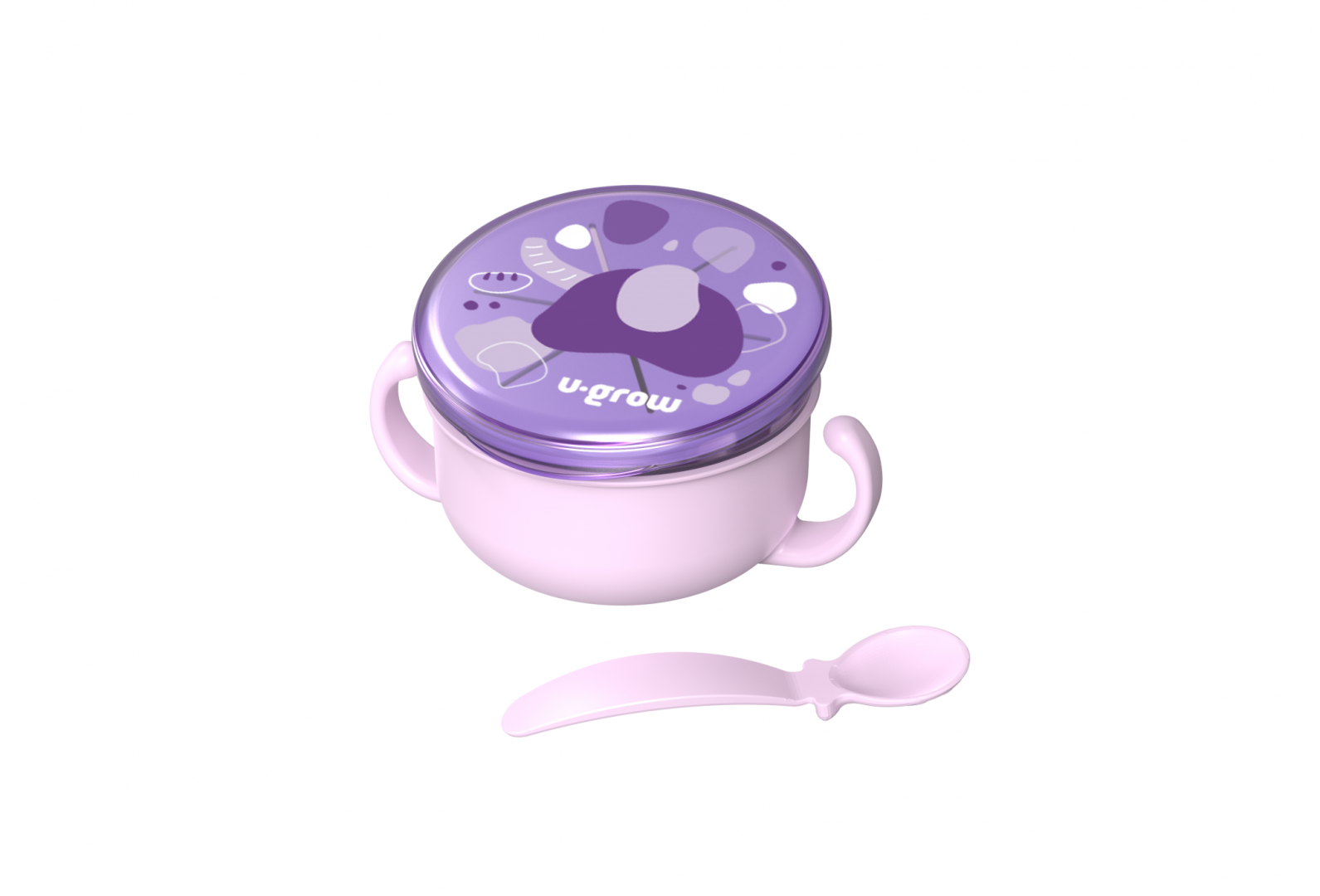 Bol Snackuri 2 in 1 cu Linguriță, Mov - U-Grow