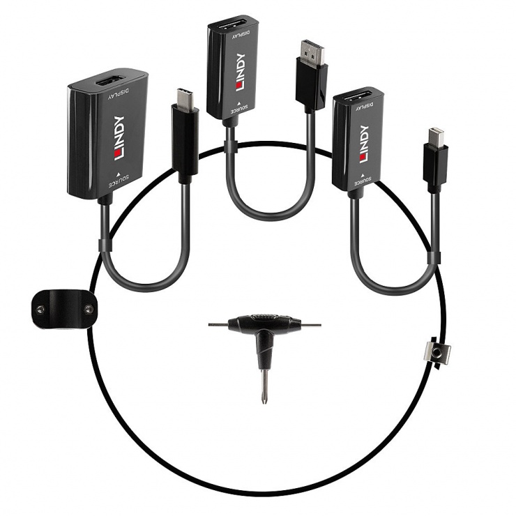 Lindy Set 3 Adaptoare HDMI 4K, Fixare Sigura