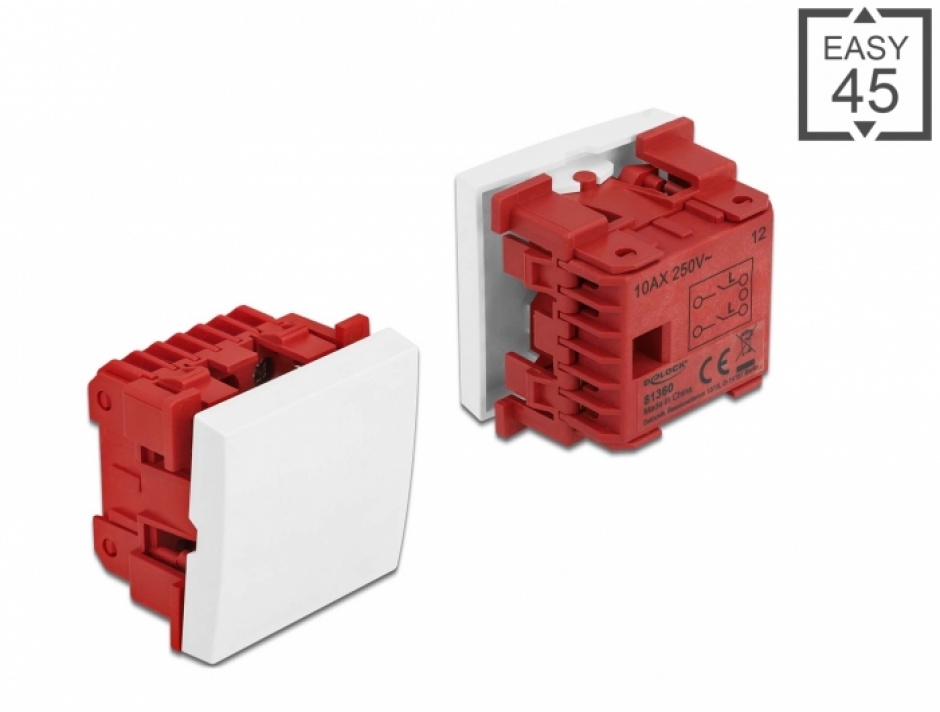 Întrerupător Easy 45 1 Buton Alb Delock